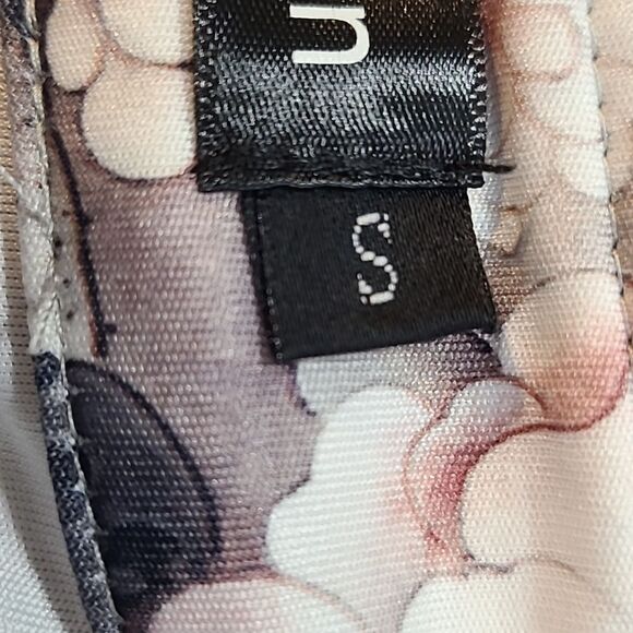 Oxiuly Fashion Gray Dress, White w/Pink Flowers, Zipper Neck to Side, Size Small - Picture 10 of 11